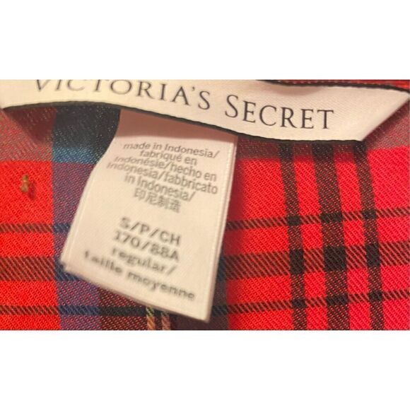 Victoria’s Secret Pajamas Red Plaid, Size S Drawstring Pants, Button Top.  Cozy - Picture 5 of 7